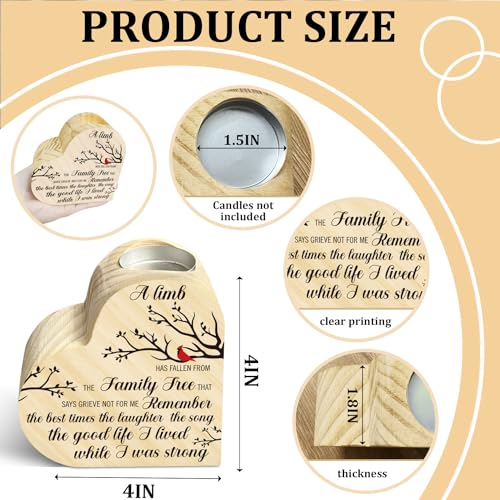 Sympathy Candle Gifts, Loss of Loved One Sympathy Candle Holders, Memorial Wooden Heart Candle Holders, Funeral Grief Condolence Memorial Gift for Loss Loved One, Double Sided Printing - color: Candle-limb-tree