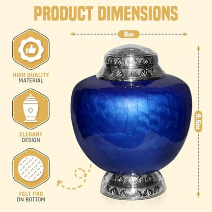 Cremation Urns for Human Ashes Adult for Funeral, Burial, Home, Cremation Urns for Human Ashes (Blue Self)