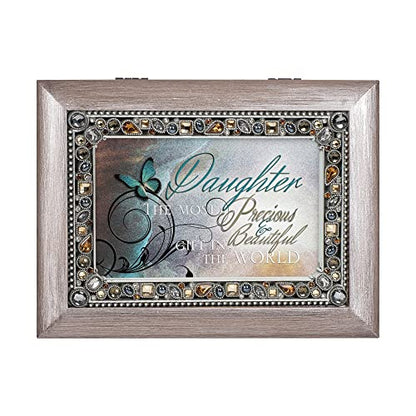 Cottage Garden Precious Daughter Brushed Pewter Jeweled Music Box Plays You Light Up My Life