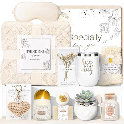 Get Well Gifts for Women Self Care Gifts Basket - Relaxing Spa Care Package After Surgery Feel Better Sympathy Mothersday Birthday Gift for Her Mom Sister Friend Wife (Beige) - color: Beige