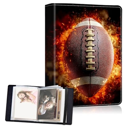 Small Photo Album 4x6, 60 Pockets Holds 120 Photos, Slip-in Pocket Photo Album with Black Elastic Band for Family Wedding Baby Travel Pictures, American Football - color: American Football, size: 4 X 6