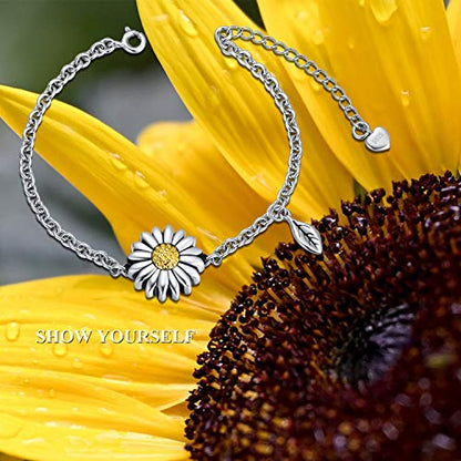 Butterfly/Sunflower/Red Cardinal/Hummingbird Cremation Jewelry 925 Sterling Silver Urn Bracelet Ashes Keepsake Hair Memorial Always in My Heart Locket for Women Mom - style: Sunflower
