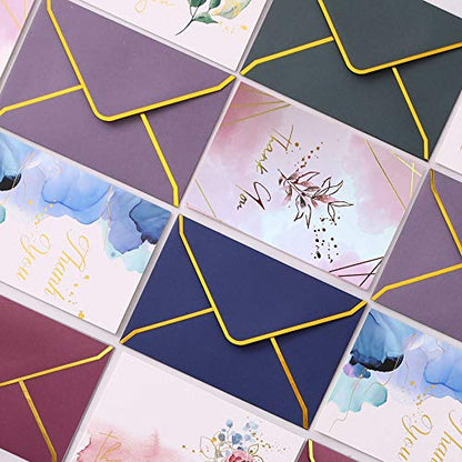 Winoo Design Heavy Duty Thank You Cards with Envelopes - 36 PK - Gold Thank You Notes 4x6 Inches Baby Shower Wedding Cards Small Business Graduation Funeral Bridal Shower (Assortment) - style: Assortment