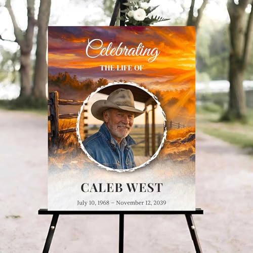 Celebration of Life Welcome Sign, Editable Western Funeral Welcome Sign, in Loving Memory Sign, Celebration of Life Funeral Sign, Celebration of Life Sign, Funeral Photo Sign #Jg11 - color: Version #10