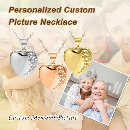 Heart Locket Necklace for Women Butterfly Necklace Holds Pictures Memorial Jewelry Birthday Mother's Day for Women - color: Custom Necklace