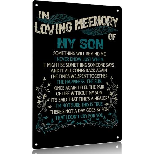 In Loving Memory Aluminum Wall Decor 8x12 Inch Memorial Keepsake for Deceased Loved One Retro Style Remembrance Plaque with Heartfelt Verse for Home Wall Hanging Sympathy Gift for Bereaved Family