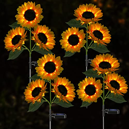 Solar Sunflower Lights Flowers Outdoor Waterproof for Yard Garden Cemetery