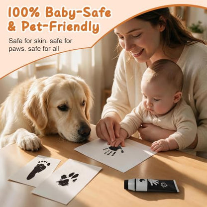 Baby Hand and Footprint Paint with Sponge Head, 2.54 fl oz, Non-Toxic & Acid-Free, Washable Baby Safe Paint for Newborn Keepsakes, Dog Nose & Paw Prints, Ideal New Mom Gift - Black - color: Black