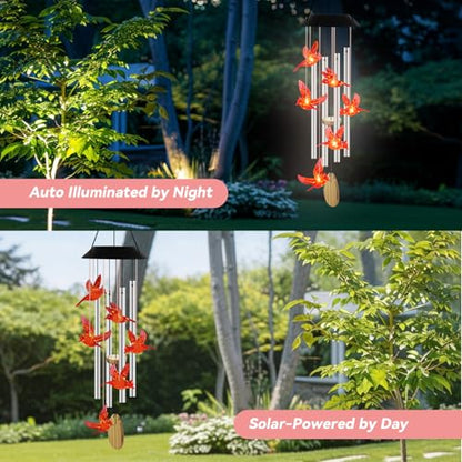 Solar Wind Chimes for Outside Color Changing Light, Red Cardinal - color: Red Cardinals