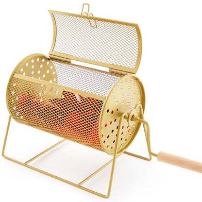 Teenyyou Raffle Drum Holds 600 Tickets, Metal Ticket Wheel Spinner with Stand, Raffle Tickets Cage for Games Events, Parties, School Drawings( Crank Handle, Gold, 7.09" x 4.72", Small) - color: Gold, size: 7.09" X 4.72", Small, style: Crank Handle