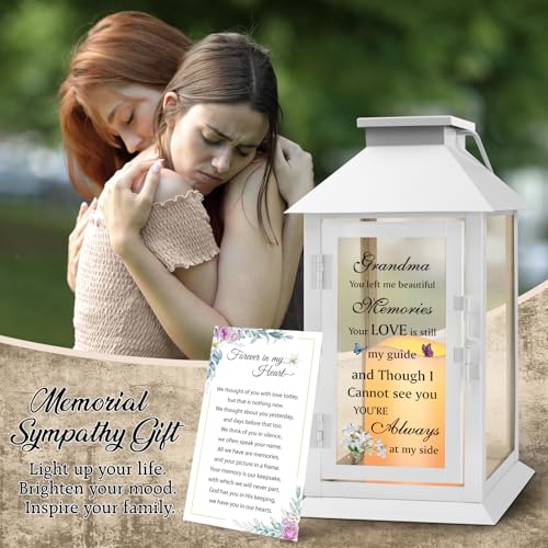 Memorial Lantern for Grandmother's Remembrance with LED Candle - color: Grandma