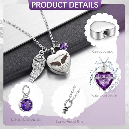 Ecation 18 Pcs Small Cremation Urns and Ashes Necklace Set, Purple - color: Purple