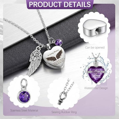 Ecation 18 Pcs Small Cremation Urns and Ashes Necklace Set, Purple - color: Purple