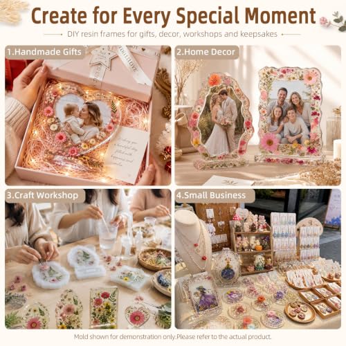 4Pack Silicone Photo Frame Molds for Resin Casting, Heart, Shell& Irregular - color: 4Pack Photo Frame Molds Set