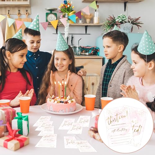 Birthday Invitations - 13th Birthday Invites with Envelopes(25-Count) - Pastel Gold Foil Fill-in Party Invite Cards for Girls Kids Party Supplies Favors Decorations - A22 - style: Pastel Gold Foil 13th