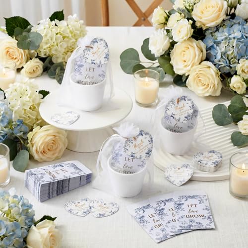 Ctosree 50 Sets Something Blue Bridal Shower Favors Let Love Grow Seed Packets Wedding Party Supplies Include Seed Packets Flowerpot Cards and Organza Bags Something Blue Bridal Shower Party Supplies - color: Something Blue Theme
