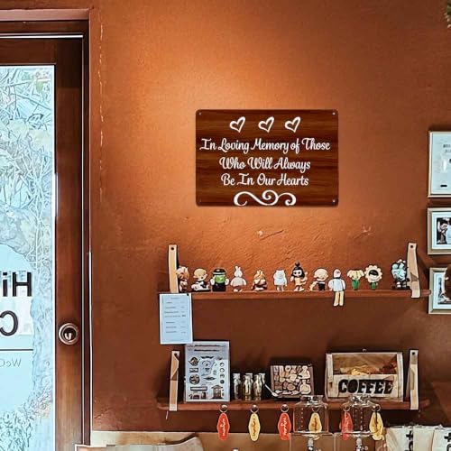 12X8in Aluminum In Loving Memory Wall Decor Sign | Rustic Wood Grain Printed Aluminum Memorial Sign For Home, Patio, Wedding, Funeral Remembrance Decor