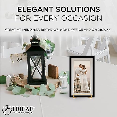 Tripar 3-Inch Gold Painted Square Book Holder/Stand, Wire Mini Easel, Small Photo Stands for Table, Display for Picture Frames, Plaques, & Plates