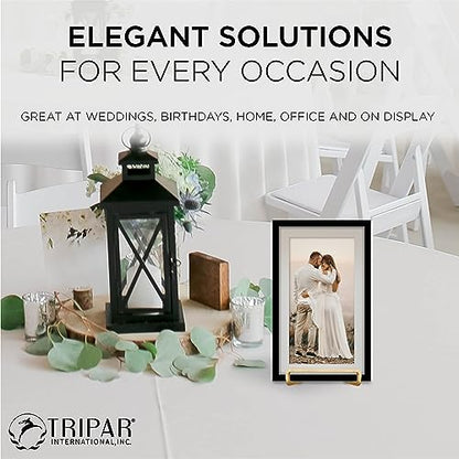 Tripar 3-Inch Gold Painted Square Book Holder/Stand, Wire Mini Easel, Small Photo Stands for Table, Display for Picture Frames, Plaques, & Plates