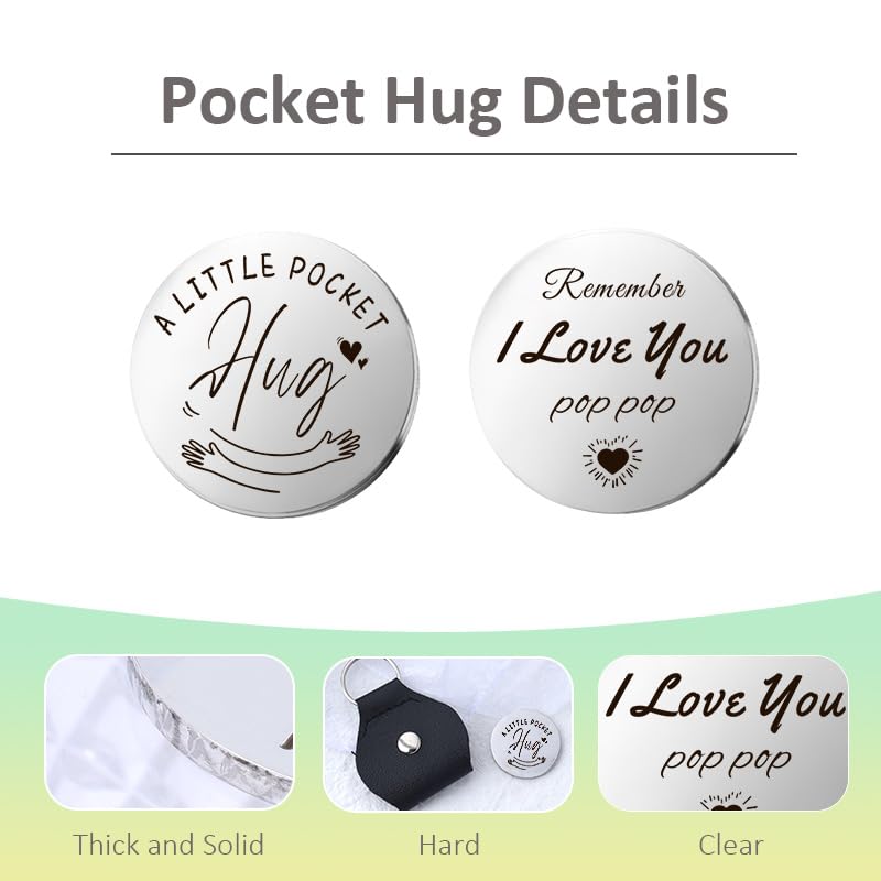YALLNASL Grandma Aunt Mom Mothers Day Gift for Women Wife Grandpa Uncle Dad Fathers Day Presents for Men Husband Pocket Token - color: Love U Pop Pop
