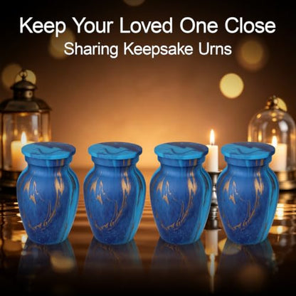 Small Keepsake Cremation Urns for Human Ashes, Memorial Urns, Dark Blue - color: Dark Blue