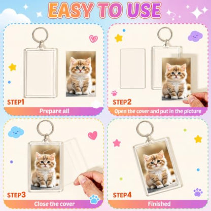 Yaomiao Acrylic Photo Frame Keychain Holder Photo Picture Insert Blank Keyring for DIY Craft - size: 2 x 3 Inch