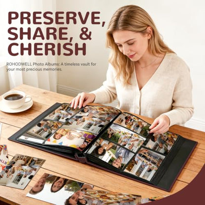 Leather Photo Album 4x6 Pockets, Picture Album for Family Christmas Gift | Large Capacity PU Leather Cover 600 Pockets Black Inner Page Slip In Holds Horizontal & Vertical Photos - color: Brown