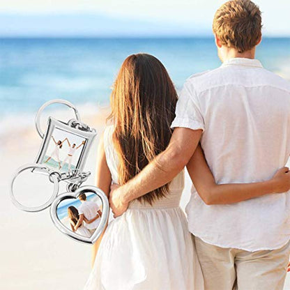 Elechobby Photo Keychain Keyring Picture Frames Commemorative Keychains (Silver Rectangle)