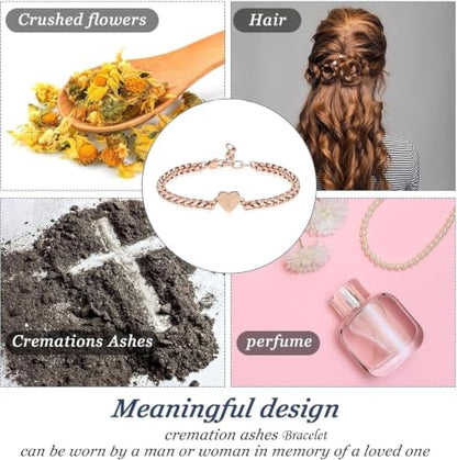 zeqingjw Heart Urn Bracelet for Ashes for Women Stainless Steel Cremation Bangle Jewelry Adjustable Keepsake Memorial Bracelet Loved Ones Ashes Holder Keepsake - color: 1-Rose Gold