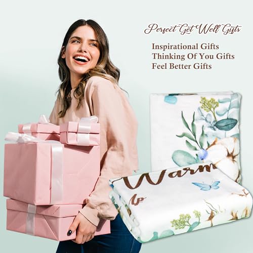 Get Well Gifts for Women, Inspirational Gifts for Women, Sympathy Gift, Thinking of You Gifts, Birthday Gifts for Woman, Feel Better After Surgery, Healing Blanket Throw 50“x60” - color: Warm Hug