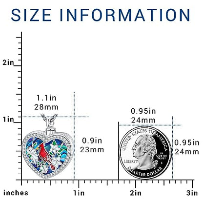Eusense Cremation Jewelry for Ashes Urn Necklace to Put Ashes In 925 Sterling Silver Memorial Pendant Heart Urn Necklaces for Ashes Necklace for Women Men - style: G-Red Cardinal Urn Necklace-Abalone Shell