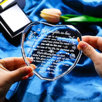 Arikyrist Daughter in Law Gifts Crystal Heart Keepsake with LED Light Base | Unique Daughter in Law Gifts from Mother in Law, on Birthday Anniversary Christmas Mothers Day Valentines Day, Home Decor - color: Daughter-in-Law