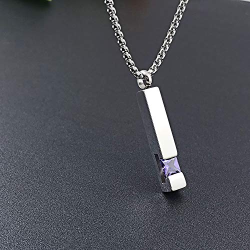 YOUFENG Urn Necklaces for Ashes Birthstone Cube Urns for Human Ashes Memorial Cremation Urn Locket Keepsake Ashes Jewelry - style: Silver - February