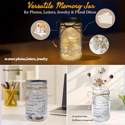 Mason Jar Night Light Sympathy Gifts for Loss of Loved One, Memorial Gifts, Cardinal Memorial Lantern Gift, Bereavement Remembrance Condolences Funeral Gift Idea for Loss Mom Dad Son Daughter