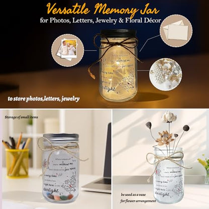 Mason Jar Night Light Sympathy Gifts for Loss of Loved One, Memorial Gifts, Cardinal Memorial Lantern Gift, Bereavement Remembrance Condolences Funeral Gift Idea for Loss Mom Dad Son Daughter