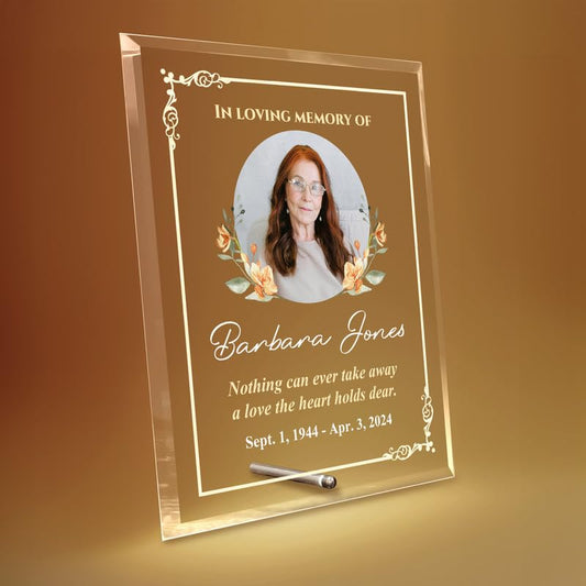 8"x10" Personalized Memorial Glass Plaque, Custom Glass Plaque for Loss of Loved One, Keepsake Sympathy Gift and Celebration of Life Décor (Design 4) - color: Design 4 (8x10), size: 8"x10"