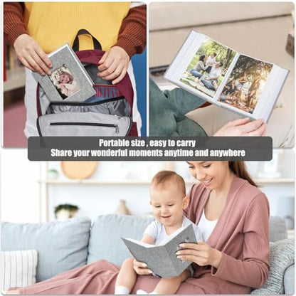 Photo Album 4x6 100 Pockets, Linen Cover Top Loader Vertical, Slip-in Picture Grey Pockets Albums for Wedding, Family, Anniversary, Baby, Vacation - color: Grey, size: 100 Pockets