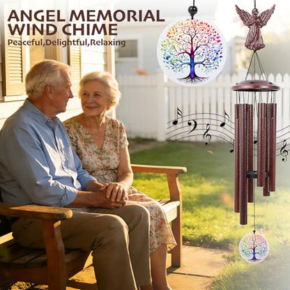 Aluminium Memorial Wind Chimes36 to Outdoor/Indoor Decoration, Classic Sympathy Gift for Bereavement, Loss of Loved One to Bring Comfort & Atmospher (Angel+Tree of Life)