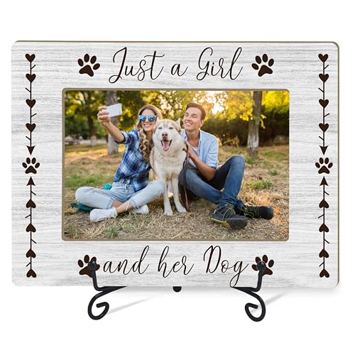 Dog Gifts Picture Frame with Iron Stand, Dogs Lovers Gift for Women or Men, Puppy Themed Gift for New Owners Photo Frame Horizontal Photo for Tabletop Display A-02 - style: Dog Gifts Picture Frame-A