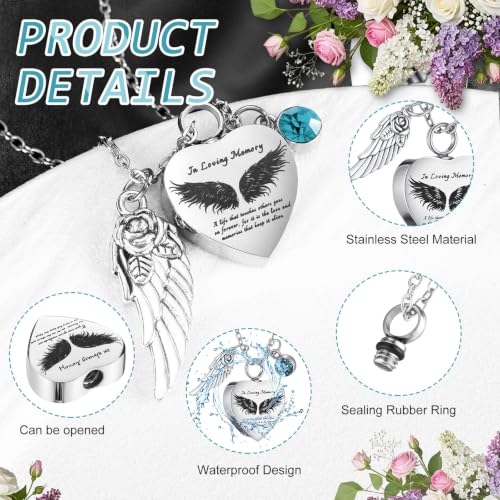 Ecation 12 Set Small Urn Cremation Jewelry Necklaces for Ashes Stainless Steel Keepsake Urns Memorial Locket Mini Ash Holders Waterproof for Human Adult Female Male Family Loved One(Light Blue) - color: Light Blue
