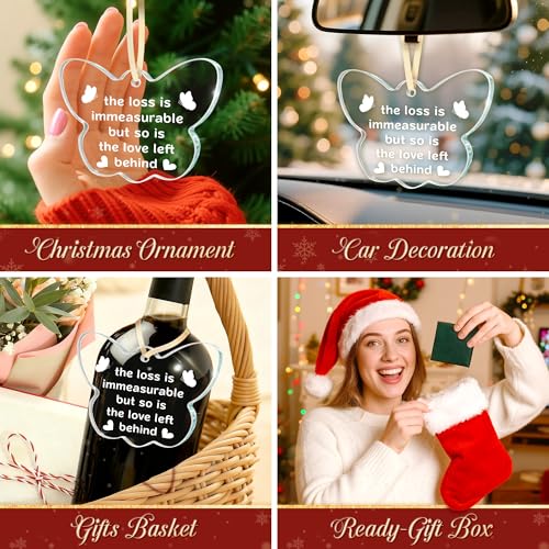 Sympathy Memorial Gifts for Loss of Loved One, Sympathy Bereavement Remembrance Gift, The Loss Is Immeasurable Butterfly Glass Ornament Keepsake for Mom, Friend, Coworker, Husband, Brother, Grandma - style: BF-The Loss