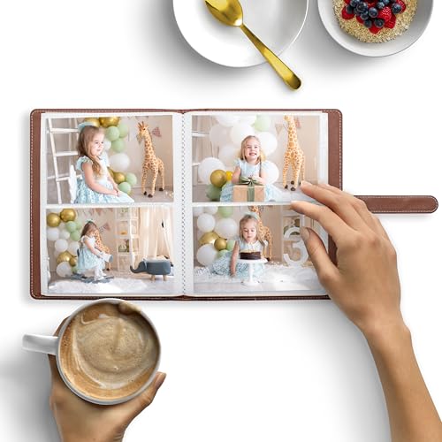 Photo Albums 4x6 Pictures – 152 Pockets Vegan Leather Cover Memory Album Book, Suitable for Family Wedding Boys Girls and Babies Storage (Brown) - color: Brown
