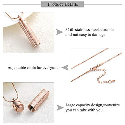 constantlife Cremation Jewelry for Ashes Openable Pill Case Urn Necklace Keepsake Perfume Memorial Pendant Locket Charm Accessories - color: Rose Gold