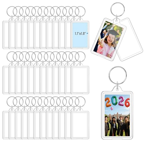 36 Pcs Photo Keychain (1.3 x 2inch) Mini Picture Frame Keychain - color: 36 Pcs