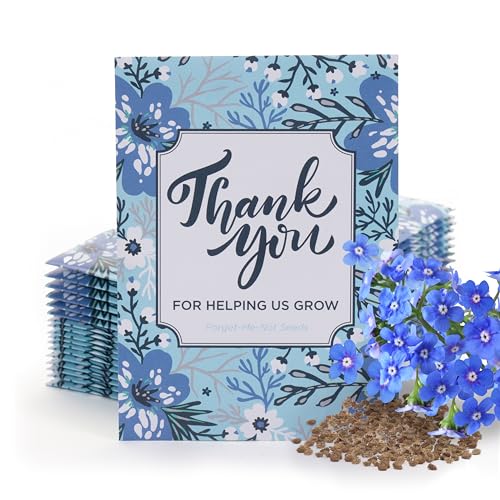 Thank You Packet - Help Us Grow Forget Me Not - 25 Seed Packets - Perfect Eco-Friendly Thank You Gift - Non GMO Seeds, Blue - style: Thank You for Helping