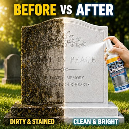 Headstone Restoration And Cleaning Spray, Headstone Cleaner For Graves, Stone Cleaner Gravestone Cleaning Kit(2Pcs)