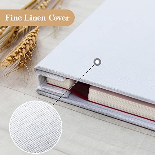 potricher Self Adhesive Photo Album 40 Pages, Linen cover, White | Photo Album Self Adhesive 4x6 5x7 8x10 Pictures, Linen Cover DIY Scrapbook Albums for Family, Wedding, Baby, Anniversary - color: White, size: 11x10.6 Inches 40 Pages