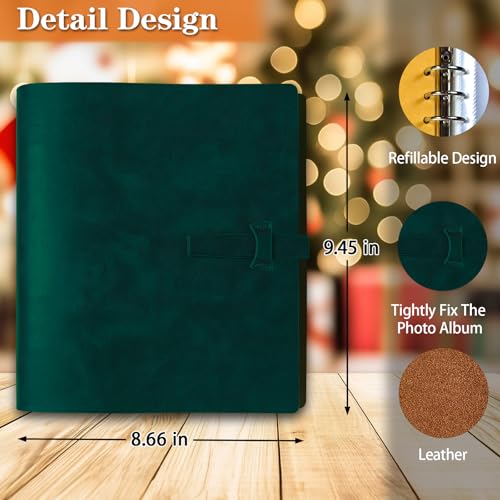 Genuine Leather 4x6 Photo Album, with Writing Space - color: Green