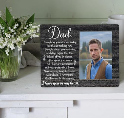 Dad Memorial Picture Frame, I Have You in My Heart Wooden Photo Frame Gifts for Loss of Father, 4x6 inch Photo - style: Dad I Have You in My Heart