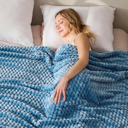 330GSM 3D Jacquard Throw Blanket for Couch, Sky Blue, 50"x60" - color: Sky Blue, size: Throw(50"x60")